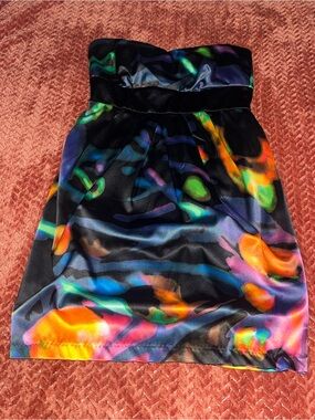 Charlotte Russe Strapless Neon Watercolor Party Dress Size S